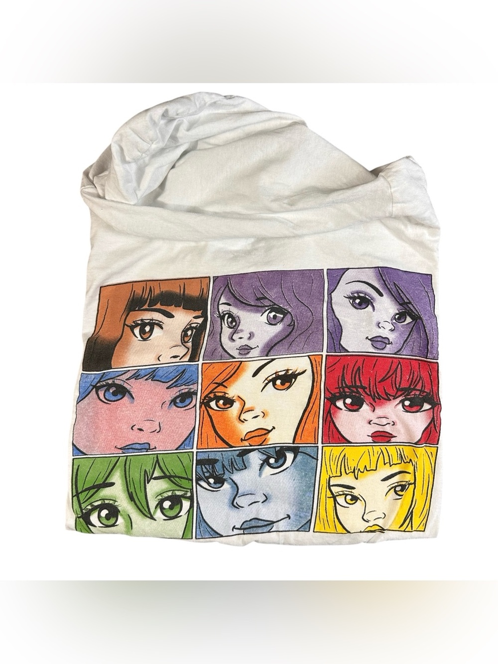 On Fire Womens 2X Anime Graphic Hooded Shirt